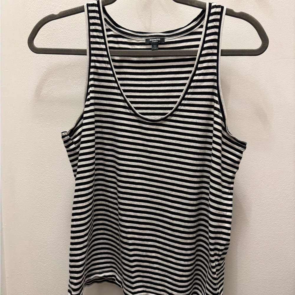 Express Black and White Striped Tank Top